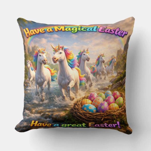 Coussin Call Easter enchanted unicorns and Easter eggs dec (Recto)