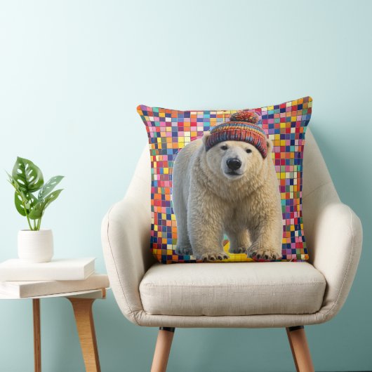 Coussin Call polar bear and Benny mosaic throw pillow (Chaise)