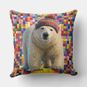 Coussin Call polar bear and Benny mosaic throw pillow (Verso)