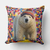 Coussin Call polar bear and Benny mosaic throw pillow (Recto)