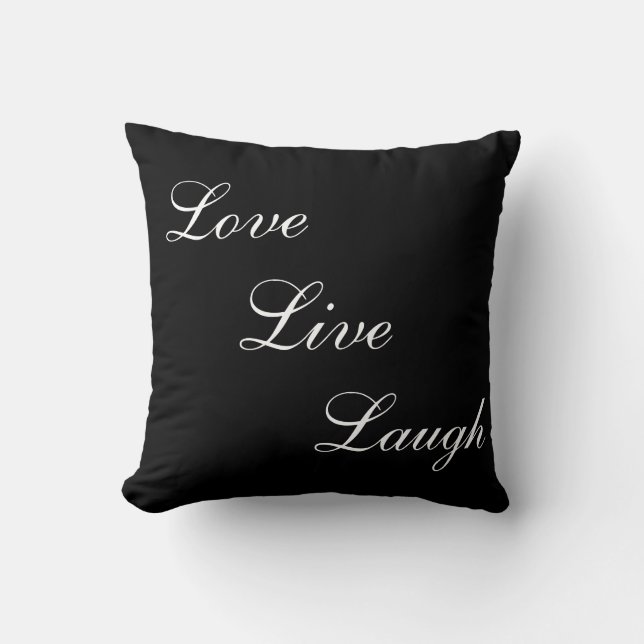 Coussin Calligraphie blanche élégante sur fond noir (Recto)