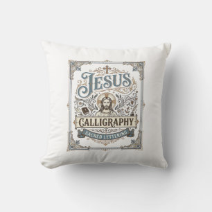 Coussin Calligraphie de Jésus Lettrage sacré Calligraphie