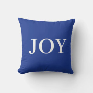 Coussin Calligraphie de joie moderne sur fond bleu