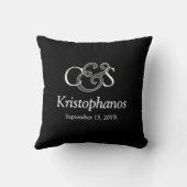 Coussin Calligraphie de mariage personnalisée avec initial (Verso)