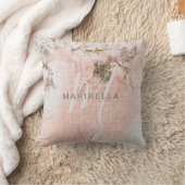 Coussin Calligraphie de monogramme floral romantique rose (Couverture)