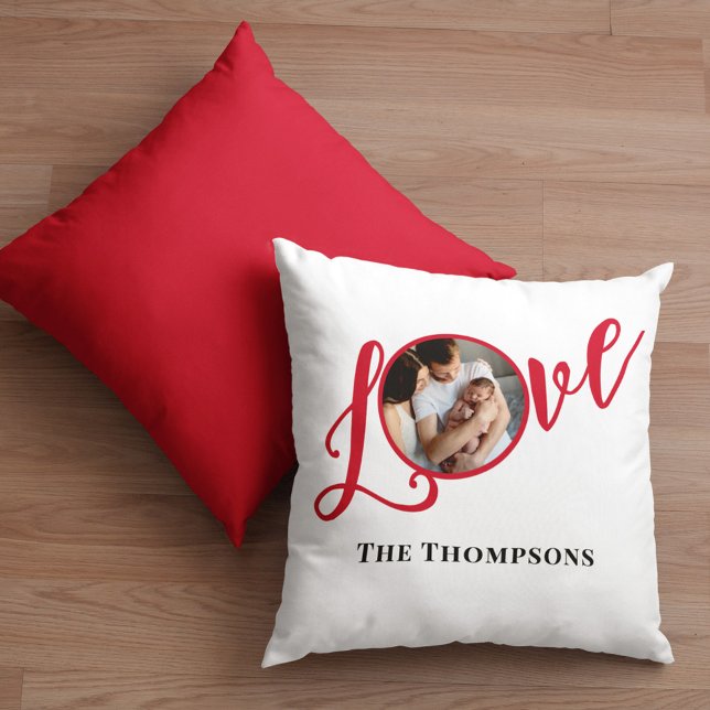Coussin Calligraphie de Noël Script mignon amour (Love simple photo typography calligraphy script pillow)