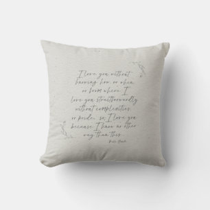 Coussin Calligraphie de poésie romantique Monogramme Jeu d