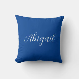 Coussin Calligraphie Elégant Bleu Blanc Plaine Nom simple