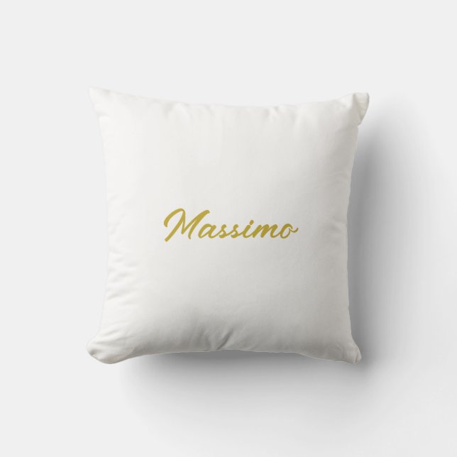Coussin Calligraphie Élégant Or Blanc Simple Nom (Recto)