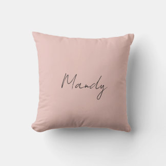 Coussin Calligraphie Élégant Rose Or Plaine Nom simple