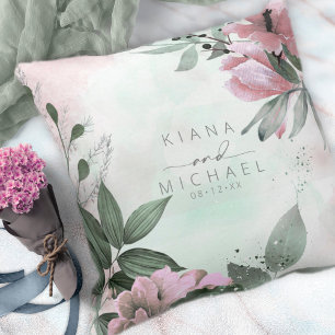 Coussin Calligraphie Florale Mariage Mauve ID771
