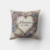 Coussin Calligraphie Mariage Cœur Et Roses (Verso)