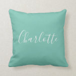 Coussin Calligraphie minimaliste Chic Cute Nom Monnaie Tur<br><div class="desc">Calligraphie minimaliste Chic Nom Monnaie Oreiller à lancer Turquoise</div>