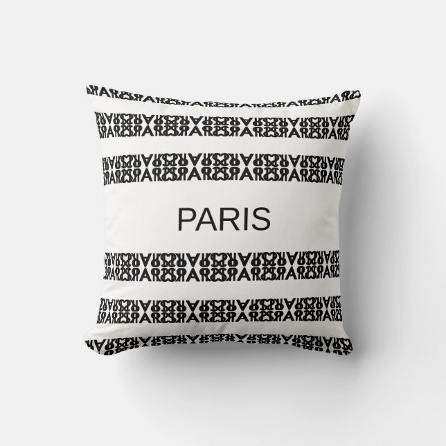 Coussin Calligraphie parisienne moderne et design en noir  (Recto)
