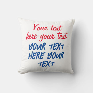 Coussin Calligraphie rouge bleu Votre texte ici Remplacer