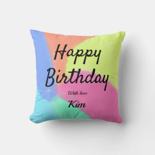 Coussin calligraphie simple et minimale joyeux anniversair