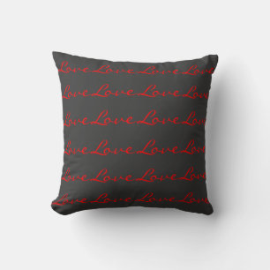 Coussin Calligraphie tendance Grey Red Love Mariage