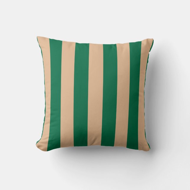 Coussin Camel Beige & Classic Green Stripe (Recto)