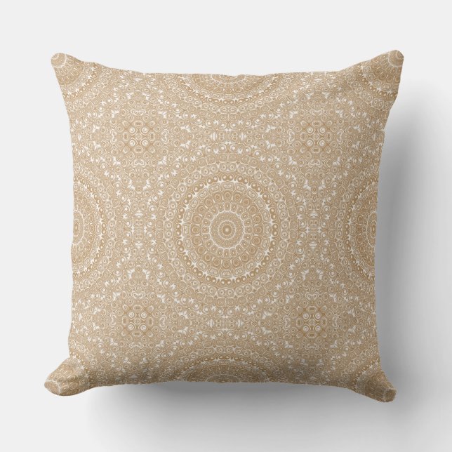Coussin Camel Brown Mandala Motif Design (Recto)