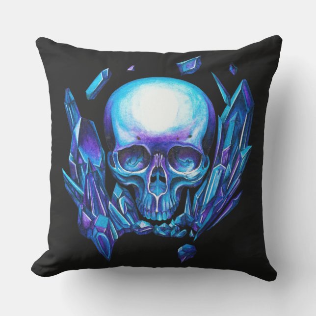 Coussin caméléon bleu crâne (Recto)