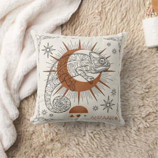 Coussin Caméléon Boho Soleil et Étoiles Art Reptile