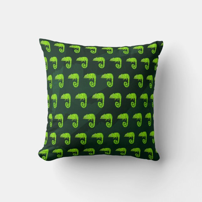 Coussin Caméléon vert mignon (Recto)