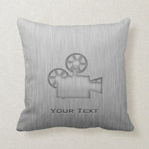 Coussin Caméra de cinéma en métal brossé