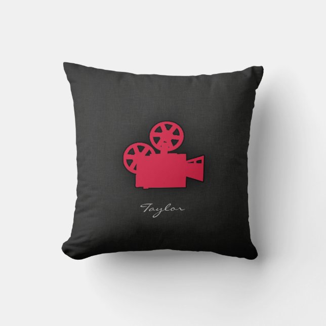 Coussin Caméra de cinéma rouge Crimson (Recto)
