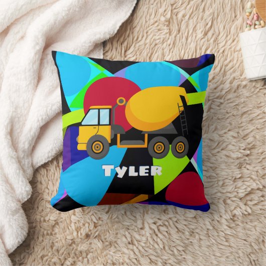 Coussin Camion à ciment jaune, formes géométriques Nom de (Couverture)