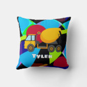 Coussin Camion à ciment jaune, formes géométriques Nom de (Verso)