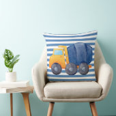 Coussin Camion ciment jaune sur Arrière - plan rayé bleu (Chaise)