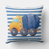 Coussin Camion ciment jaune sur Arrière - plan rayé bleu (Verso)