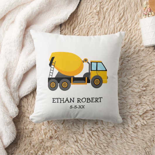 Coussin Camion de construction en ciment jaune bébé garçon (Couverture)