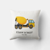 Coussin Camion de construction en ciment jaune bébé garçon (Verso)