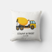 Coussin Camion de construction en ciment jaune bébé garçon (Recto)