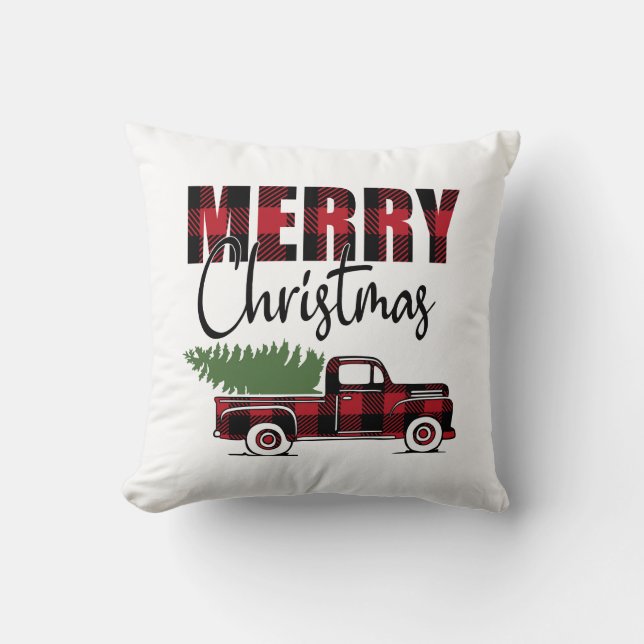 Coussin Camion de ferme rustique Décor de maison de Noël (Recto)