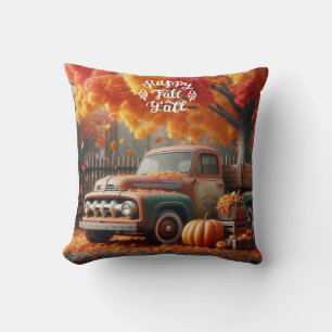 Coussin Camion de ferme rustique/vintage d'automne