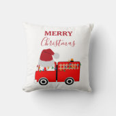 Coussin Camion de feu rouge de Noël (Recto)