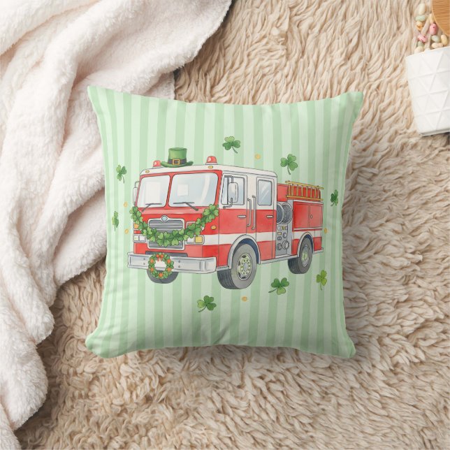 Coussin Camion de pompiers moderne de la Saint-Patrick (Couverture)