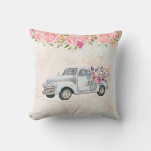 Coussin Camion de ramassage vintage Aquarelle rustique