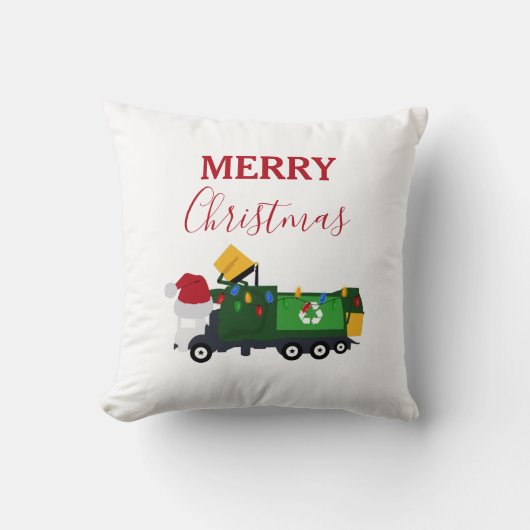 Coussin Camion de recyclage de Noël (Recto)