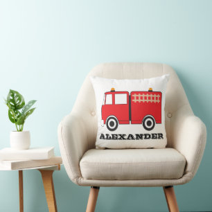 Coussin Camion d'incendie rouge personnalisé