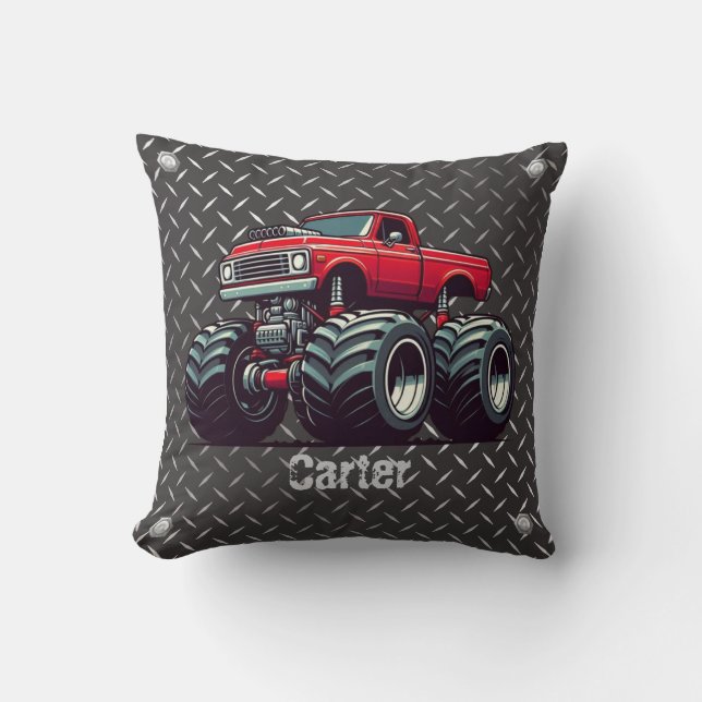 Coussin Camion monstre rouge (Recto)