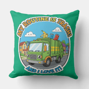Coussin Camion Poubelle Drôle - Décor Humoristique