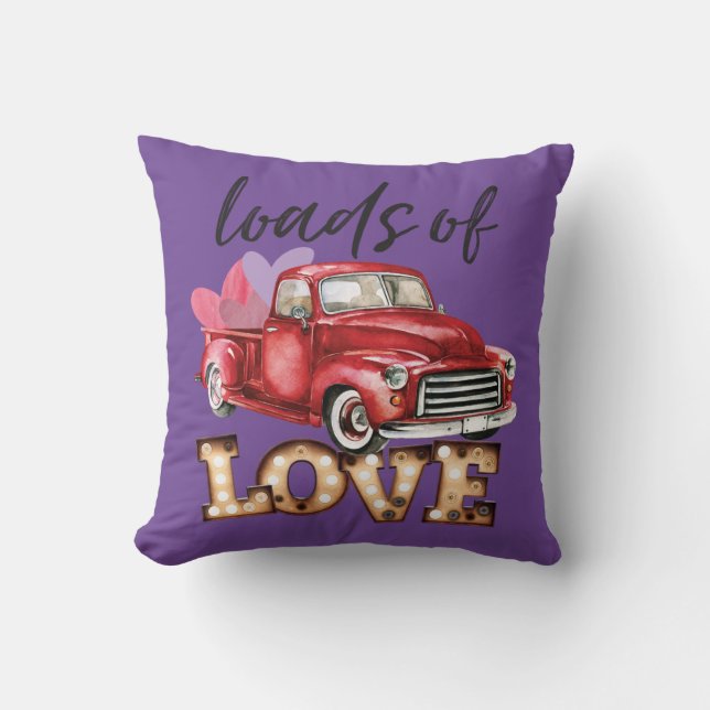 Coussin Camion Rouge Charges d'amour Décor (Recto)