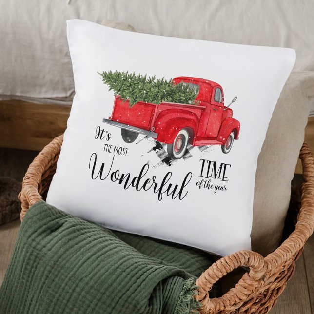 Coussin Camion rouge de Noël Élégant Noël à la ferme (Créateur téléchargé)