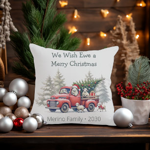 Coussin Camion rouge mouton rustique Thème