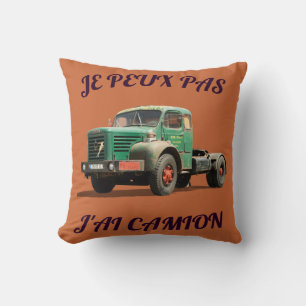 Coussin Camion Vert Vintage – Illustration Rétro de Truck