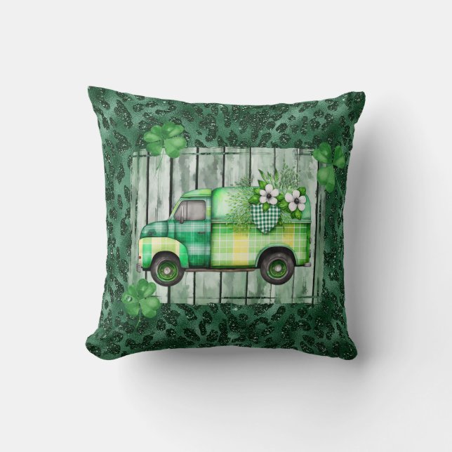 Coussin Camion Vintage de la Saint-Patrick (Recto)