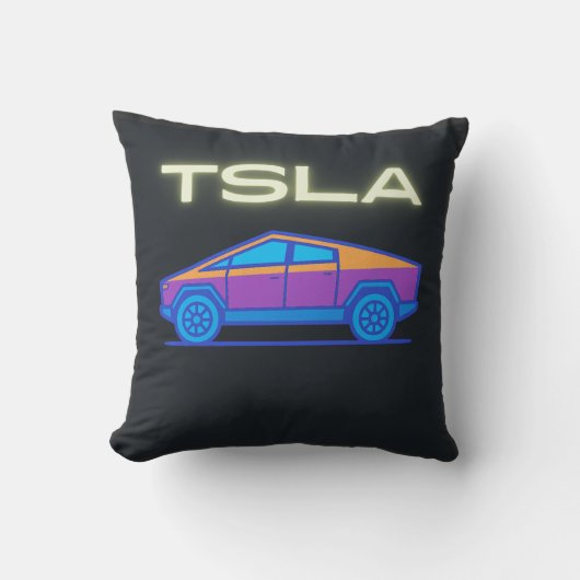 Coussin Camionnette Électrique Futuriste | Inspirée du Cyb (Recto)
